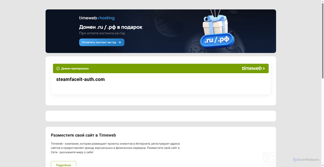 Security scan screenshot of https://steamfaceit-auth.com