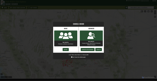 Security scan screenshot of https://wrap.wildfirerisk.utah.gov/Map/Public/