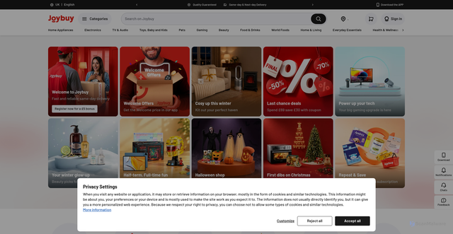 Security scan screenshot of https://www.joybuy.co.uk