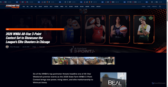 Security scan screenshot of https://freneticpace.com/article/2026-wnba-all-star-3-point-contest-set-to-showcase-the-league-s-elite-shooters-in-chicago