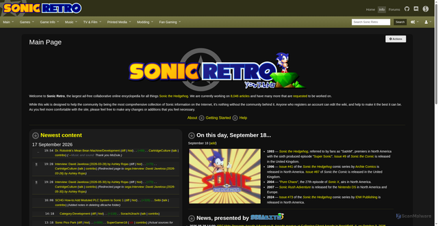 Security scan screenshot of https://info.sonicretro.org