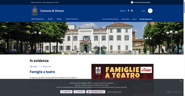 Security scan screenshot of https://www.comune.vinovo.to.it/it-it/home