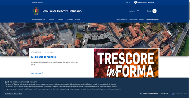 Security scan screenshot of https://www.comune.trescore-balneario.bg.it/