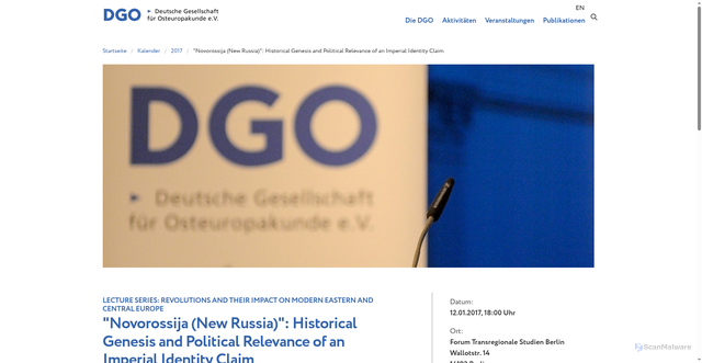 Security scan screenshot of https://dgo-online.org/kalender/berlin/2017/novorossija-new-russia-historical-genesis-and-political-relevance-of-an-imperial-identity-claim/