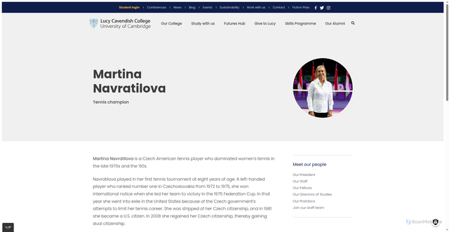 Security scan screenshot of https://www.lucy.cam.ac.uk/fellows/martina-navratilova