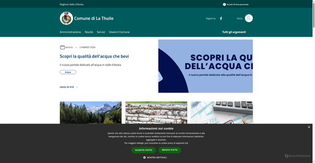 Security scan screenshot of https://www.comune.la-thuile.ao.it