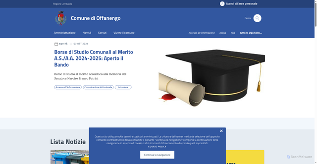Security scan screenshot of https://comune.offanengo.cr.it/