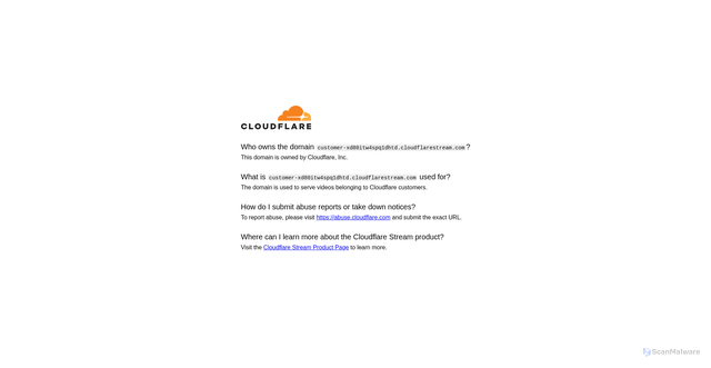 Security scan screenshot of https://customer-xd80itw4spq1dhtd.cloudflarestream.com/