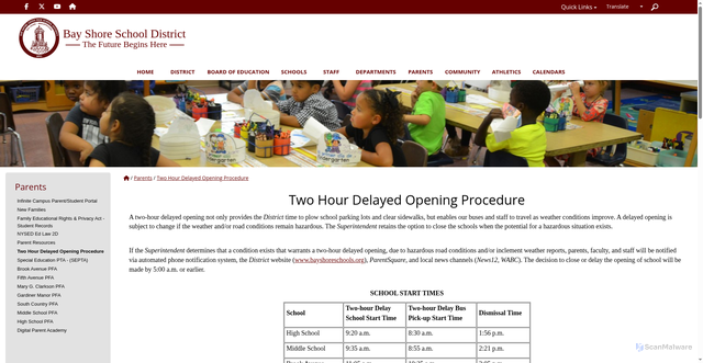 Security scan screenshot of https://www.bayshoreschools.org/parents.cfm?subpage=81721