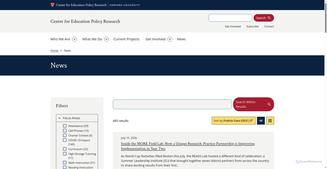 Security scan screenshot of https://cepr.harvard.edu/news
