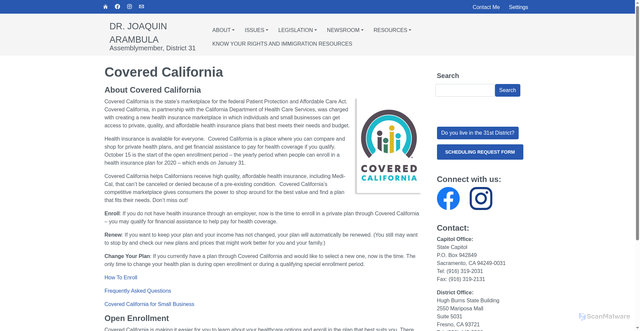 Security scan screenshot of https://a31.asmdc.org/covered-california