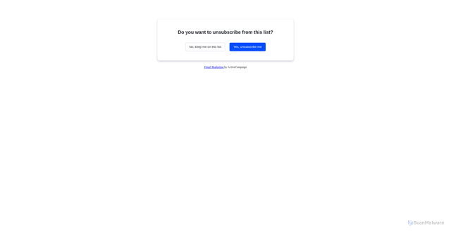 Security scan screenshot of https://email.veo.co/box.php?nl=123&c=11090&m=15369&s=f1aa48f6918322701f37f58087e12e18&funcml=unsub2&luha=1