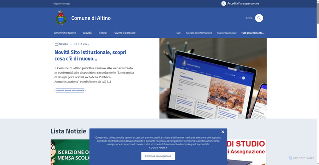 Security scan screenshot of https://comune.altino.ch.it/