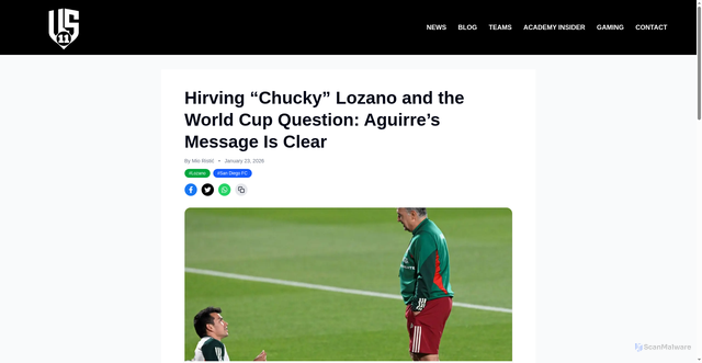 Security scan screenshot of https://www.us11fc.com/news/lozano-and-the-world-cup
