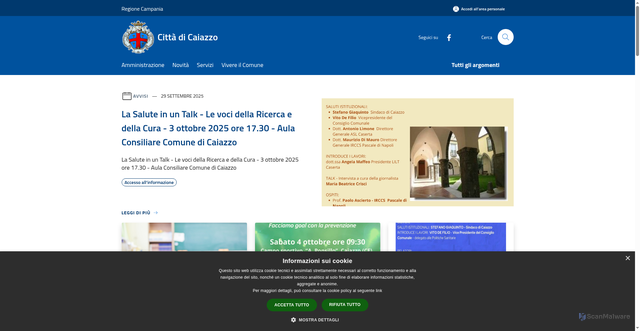 Security scan screenshot of https://comune.caiazzo.ce.it/it