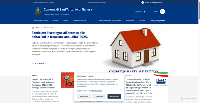 Security scan screenshot of https://www.comune.santantoniodigallura.ss.it/