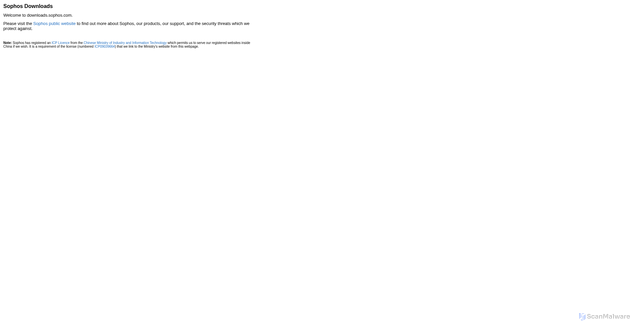 Security scan screenshot of https://downloads.sophos.com