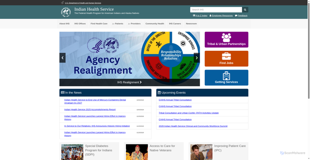Security scan screenshot of https://ihs.gov