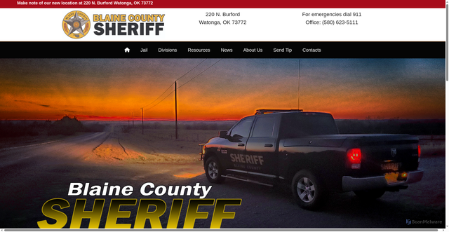 Security scan screenshot of https://blainecosheriff-ok.gov/