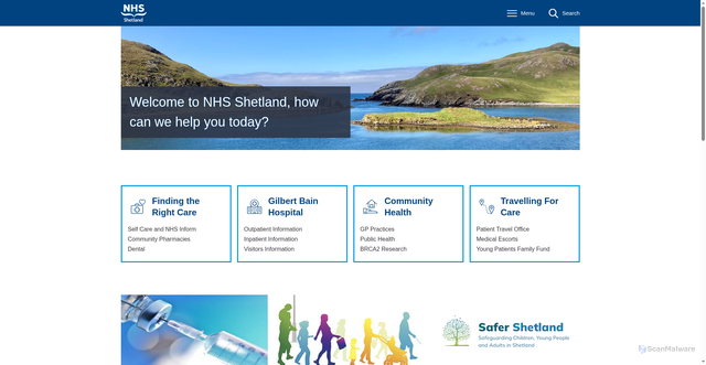 Security scan screenshot of https://www.nhsshetland.scot/