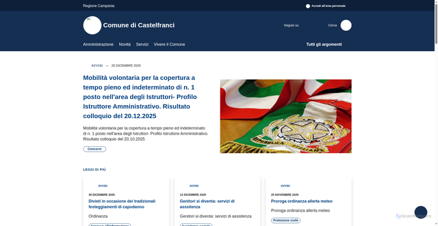 Security scan screenshot of https://www.comune.castelfranci.av.it/it