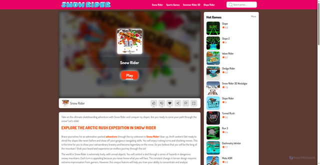 Security scan screenshot of https://snow-rider.io
