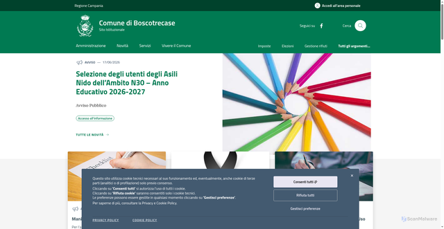 Security scan screenshot of https://www.comune.boscotrecase.na.it