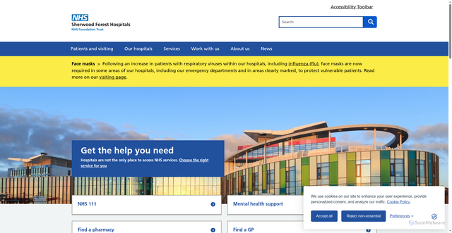 Security scan screenshot of https://www.sfh-tr.nhs.uk/