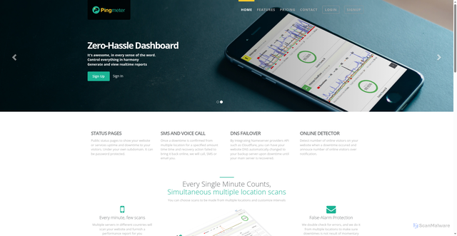 Security scan screenshot of https://pingmeter.com