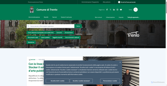 Security scan screenshot of https://www.comune.trento.it/