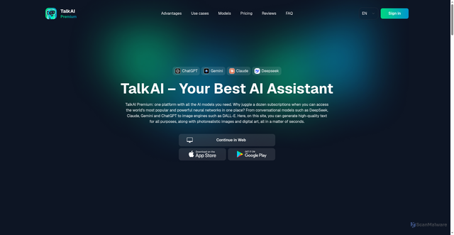 Security scan screenshot of https://premium.talkai.info