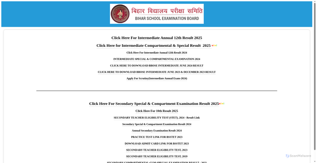 Security scan screenshot of https://results.biharboardonline.com/