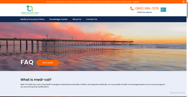Security scan screenshot of https://medicalinsurancetoday.com/faq/what-is-medi-cal/