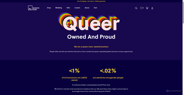 Security scan screenshot of https://automicgold.mom/pages/queer-owned-business