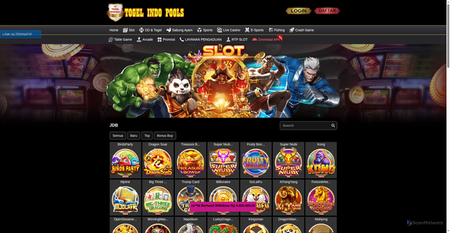 Security scan screenshot of https://tindobatu.icu/desktop/game/slot/jdb