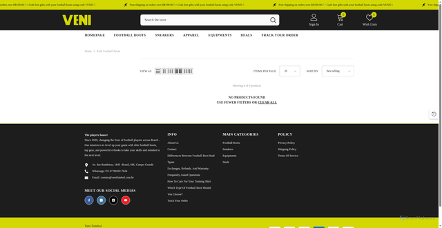 Security scan screenshot of https://venifutbol.com/collections/kids-football-boots