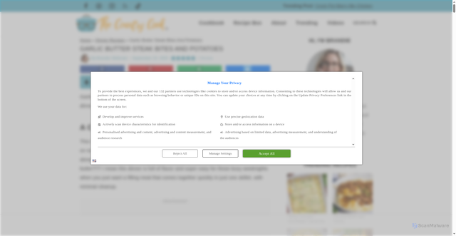 Security scan screenshot of https://www.thecountrycook.net/garlic-butter-steak-bites-and-potatoes/