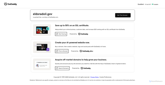Security scan screenshot of https://eldoradoil.gov/