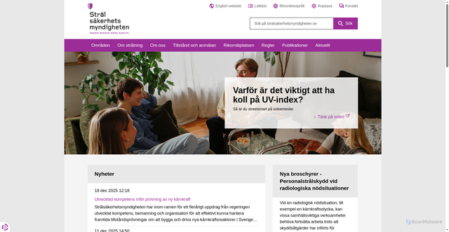 Security scan screenshot of https://www.stralsakerhetsmyndigheten.se/