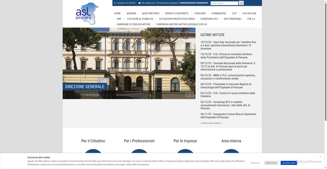 Security scan screenshot of https://www.asl.pe.it/