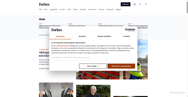 Security scan screenshot of https://forbes.hu