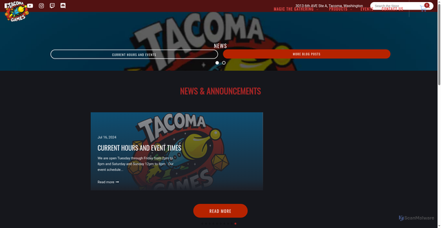 Security scan screenshot of https://tacoma-games.com
