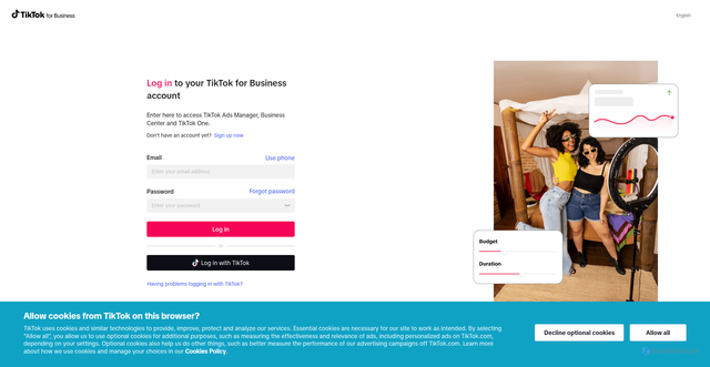Security scan screenshot of https://ads.tiktok.com/i18n/login?_source_=ads_homepag