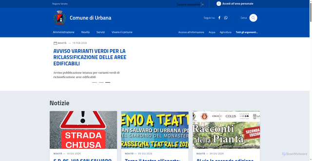 Security scan screenshot of https://www.comune.urbana.pd.it
