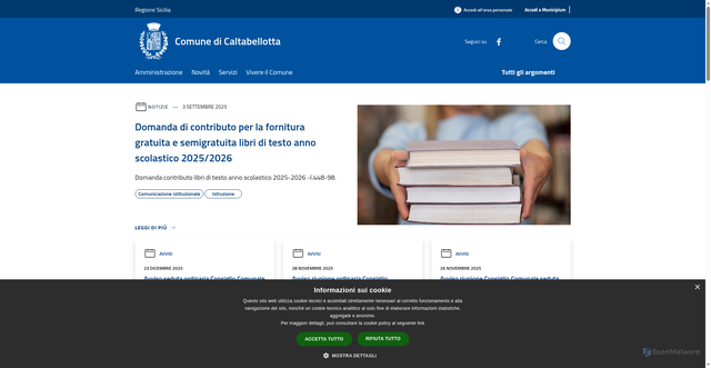 Security scan screenshot of https://www.comune.caltabellotta.ag.it/it