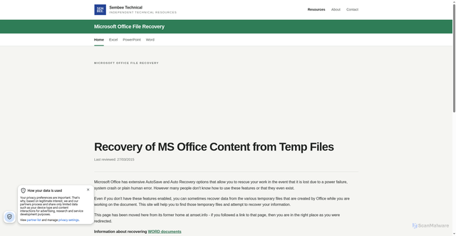 Security scan screenshot of https://office-recovery.com