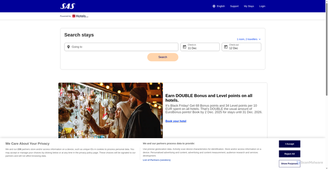Security scan screenshot of https://ie.hotelsbysas.com/