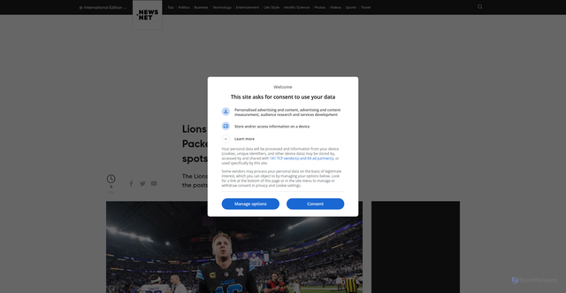 Security scan screenshot of https://news.net/news/lions-are-out-of-the-playoff-race-packers-are-among-11-teams-in-and-3-spots-remain-open/