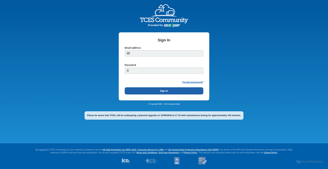 Security scan screenshot of london.tcescommunity.co.uk