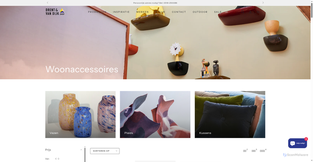 Security scan screenshot of http://drentenvandijkshop.shop/collections/woonaccessoires